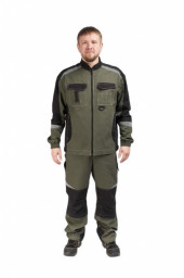 Костюм летний мужской Мега-Тех Pro КОС 412 т.хаки/черный ПРОФ