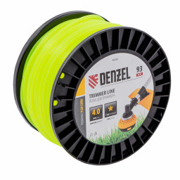 Леска для триммера звезда, 4,0мм х 93м, на DIN катушке FLEX CORD Denzel