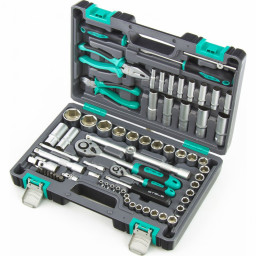 Набор инструментов, 1/2, 1/4 Cr-V, 69 предм., пластиковый кейс// STELS