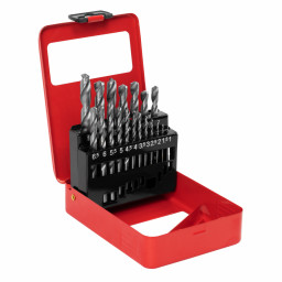 Набор сверл по металлу, 1-10 мм (через 0.5 мм) HSS 19 шт, металлическая коробка, цилиндрический хвостовик Matrix