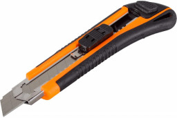 Нож с выдвижным лезвием 18 мм двухкомпонентный корпус автоматический фиксатор ВИХРЬ