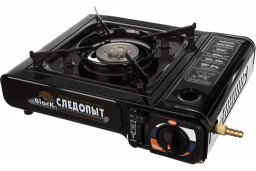 Плита газовая настольная СЛЕДОПЫТ Power Black с переходником