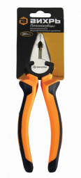 Плоскогубцы (пассатижи),200мм.,никелированные,двухкомпонентные рукоятки Вихрь