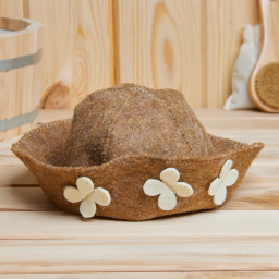 Шапка банная детская коричневая войлок