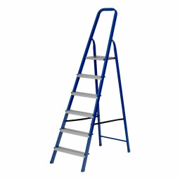 Стремянка, 6 ступеней, стальной профиль, алюминиевые ступени Сибртех