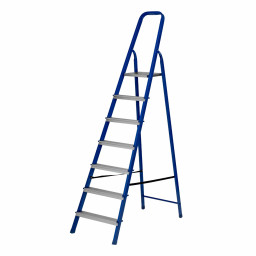 Стремянка, 7 ступеней, стальной профиль, алюминиевые ступени Сибртех