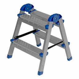 Стремянка двухсторонняя 2 ступени, сталь профиль, стальные ступени, Сибртех