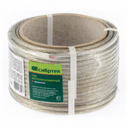 Трос металлополимерный прозрачный ПР-6.0, толщина 6.0 мм, моток 20 метров Сибртех